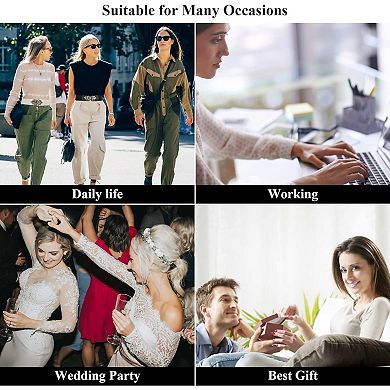 Wide Elastic Waist Belt 4 Pack Vintage Stretch with Retro Buckle