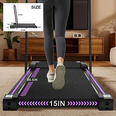Merax Under Desk Treadmill, Walking Pad, 2 in 1 Portable Treadmill with Handle Remote Control