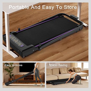 Merax Under Desk Treadmill, Walking Pad, 2 in 1 Portable Treadmill with Handle Remote Control