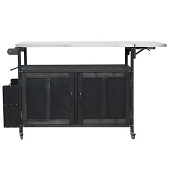 Merax Foldable Outdoor Kitchen Island Patio Mobile Kitchen Cart Portable Outdoor Cooking Island