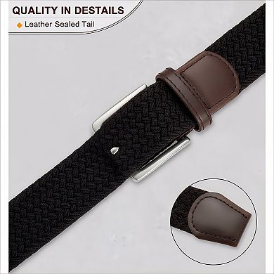Stretch Braided Web Belt 2 Pack Elastic for Casual Golf Jeans