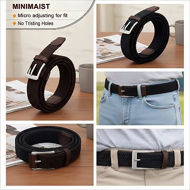Stretch Braided Web Belt 2 Pack Elastic for Casual Golf Jeans