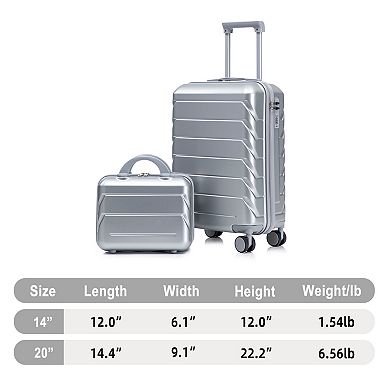 Merax 2Piece Luggage Set with 20” Hard Shell Suitcase & 14” Cosmetic Case