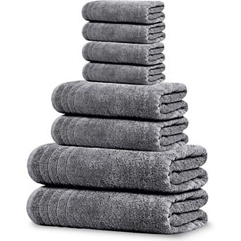 Towels Pack of 8 Towels Set, 2 Extra Large Bath, 2 Hand, 4 Washcloths, Cotton, Lighter Weight