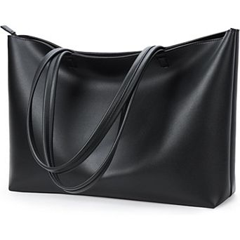 Zipper Tote Bag Faux Leather Shoulder Satchel for Casual Work