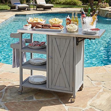 Merax Foldable Outdoor Kitchen Island Patio Kitchen Island Outdoor Kitchen Cart Portable Prep Statio