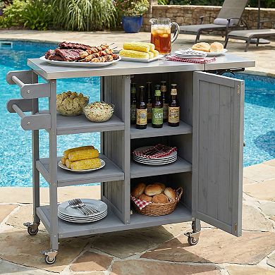 Merax Foldable Outdoor Kitchen Island Patio Kitchen Island Outdoor Kitchen Cart Portable Prep Statio