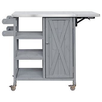 Merax Foldable Outdoor Kitchen Island Patio Kitchen Island Outdoor Kitchen Cart Portable Prep Statio