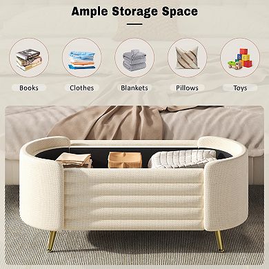 Merax Modern Storage Ottoman Upholstered Storage Bench End of Bed Bench