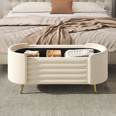 Merax Modern Storage Ottoman Upholstered Storage Bench End of Bed Bench