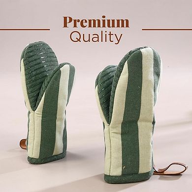 Oven Mitts Set of 2 with Silicone Heat Resistant and Hanging Loop