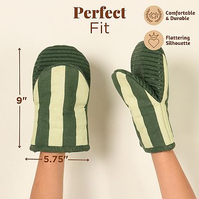 Oven Mitts Set of 2 with Silicone Heat Resistant and Hanging Loop
