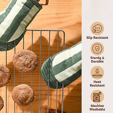 Oven Mitts Set of 2 with Silicone Heat Resistant and Hanging Loop