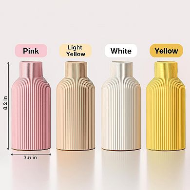 White Ceramic Flower Vase, Minimalist Decor, Modern Home Decorative Vase, Small Pampas(8 in)