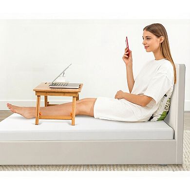 KSIZUIS Bamboo Adjustable Lap Desk - 7-Tilt Angles & 4 Latches, Large 27.95"x13.8" Foldable Tray
