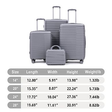 Merax 4Piece Luggage Set with 20"/24"/28" Suitcases & 14" Cosmetic Case