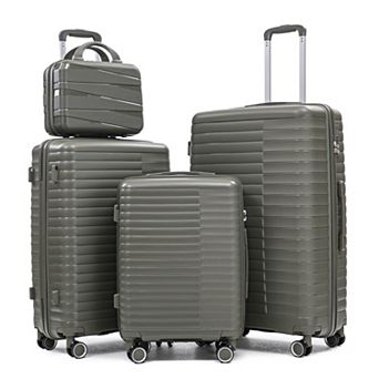 Merax 4 pc Luggage Set with 20"/24"/28" Suitcases & 14" Cosmetic Case