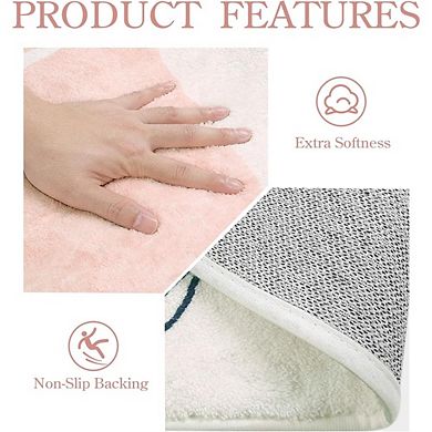 Boho Round Area Rug Washable, Non-Slip, Botanical Circle