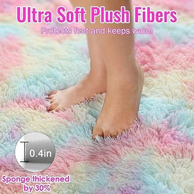 Rainbow Plush Rug Soft, Shaggy, Fuzzy Carpet