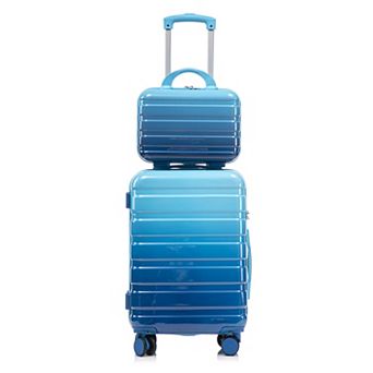 Merax 2 pc Gradient Luggage Set with 20” PC Hard Shell & 14” Cosmetic Case