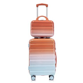 Merax 2 pc Gradient Luggage Set with 20” PC Hard Shell & 14” Cosmetic Case