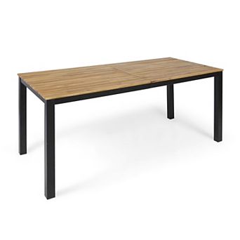Merax Rectangular Outdoor Dining Table, 71"L Acacia Wood Patio Table