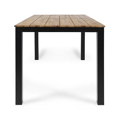 Merax Rectangular Outdoor Dining Table, 71"L Acacia Wood Patio Table
