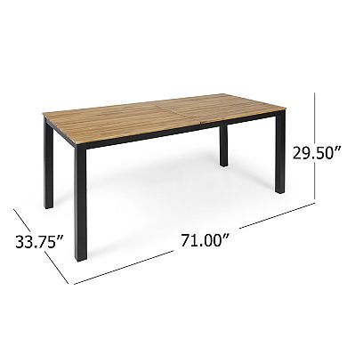 Merax Rectangular Outdoor Dining Table, 71"L Acacia Wood Patio Table
