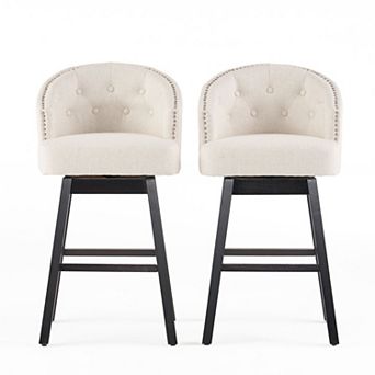 Merax 360 Degree Swivel Bar Stool with Stunning Nailhead Trim, Set of 2