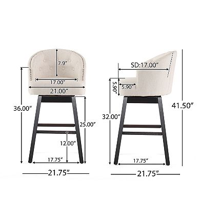 Merax 360 Degree Swivel Bar Stool with Stunning Nailhead Trim, Set of 2