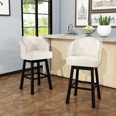 Merax 360 Degree Swivel Bar Stool with Stunning Nailhead Trim, Set of 2