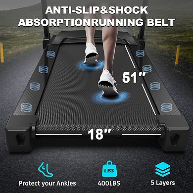 Merax Treadmills for Home, Electric Treadmill with Automatic Incline, Foldable 3.5HP Workout Running