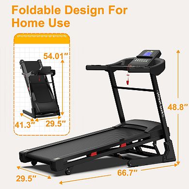 Merax Treadmills for Home, Electric Treadmill with Automatic Incline, Foldable 3.5HP Workout Running