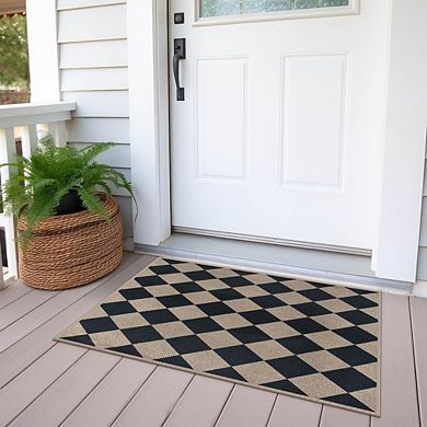 Jute Rug Washable, Non-Slip, Checkered