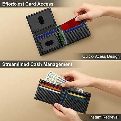 KSIZUIS 14-Capacity Bifold Wallet - Slim RFID Blocking Leather with 2 ID Windows & Cash Slot