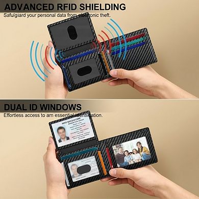 KSIZUIS 14-Capacity Bifold Wallet - Slim RFID Blocking Leather with 2 ID Windows & Cash Slot