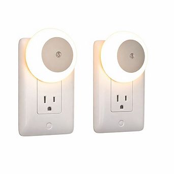 2-Pack LED Night Lights, Plug-In Dusk-to-Dawn Sensor, Warm White Glow