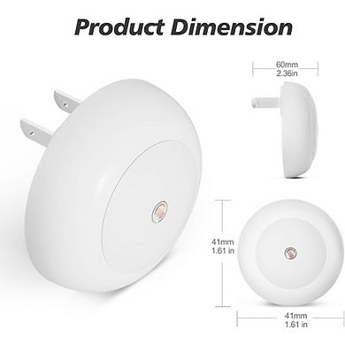 2-Pack LED Night Lights, Plug-In Dusk-to-Dawn Sensor, Warm White Glow
