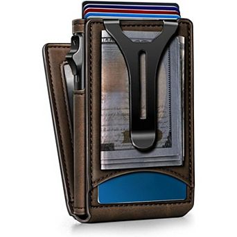 KSIZUIS Magnetic Flip Wallet - Slim Metal Card Case with Money Clip, Holds 9 Cards