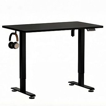 KSIZUIS 47.2” Standing Desk with Wood Top - Adjustable Height for Work, Study & Gaming, Modern Black