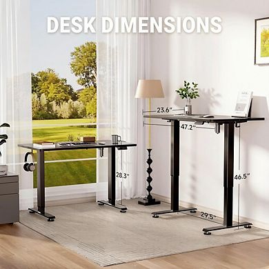 KSIZUIS 47.2” Standing Desk with Wood Top - Adjustable Height for Work, Study & Gaming, Modern Black