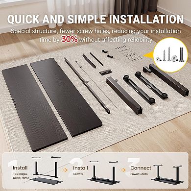 KSIZUIS 47.2” Standing Desk with Wood Top - Adjustable Height for Work, Study & Gaming, Modern Black