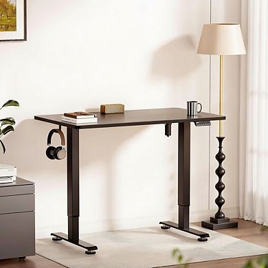 KSIZUIS 47.2” Standing Desk with Wood Top - Adjustable Height for Work, Study & Gaming, Modern Black