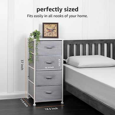 KSIZUIS 4-Drawer Fabric Storage Organizer - grey Closet Organizer Unit