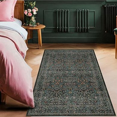 Floral Area Rug Soft, Low Pile, Non-Slip