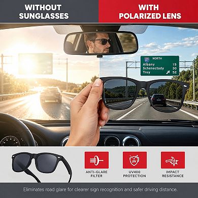 Unisex Vintage Square Polarized Sunglasses, UV400 Protection