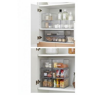 KSIZUIS 6-Pack Clear Stackable Drawers - Plastic Organizer Set for Bathroom & Pantry Cabinet