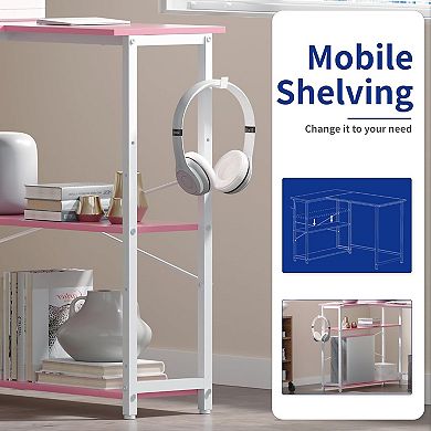 KSIZUIS 43" L-Shaped Corner Desk - Reversible Storage Shelves for Small Space Office & Bedroom