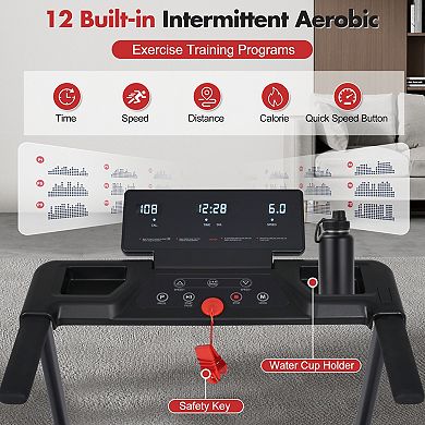 Merax 3.0HP Foldable Treadmill, 8% Incline with Handle, 265 lbs Capacity & Adjustable Feet for Home