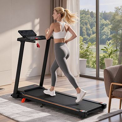 Merax 3.0HP Foldable Treadmill, 8% Incline with Handle, 265 lbs Capacity & Adjustable Feet for Home